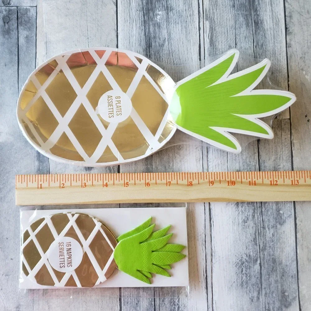 NWT - Meri Meri Pineapple  Paper Plates (8) and Paper Napkins (16)